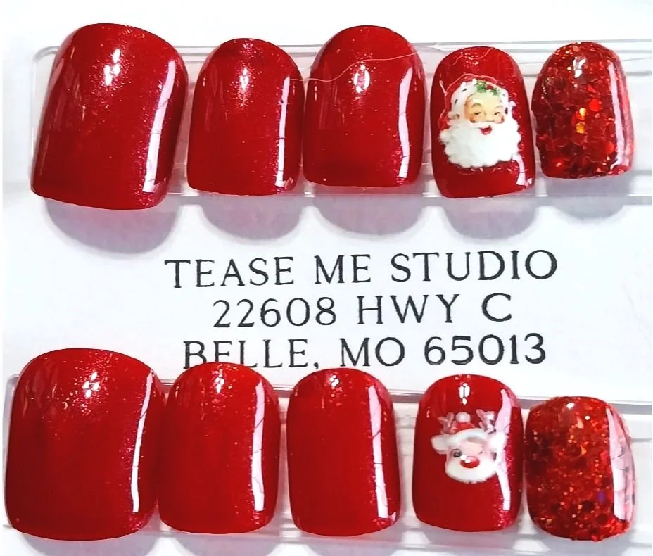 TMS-2066  Red Christmas Nails