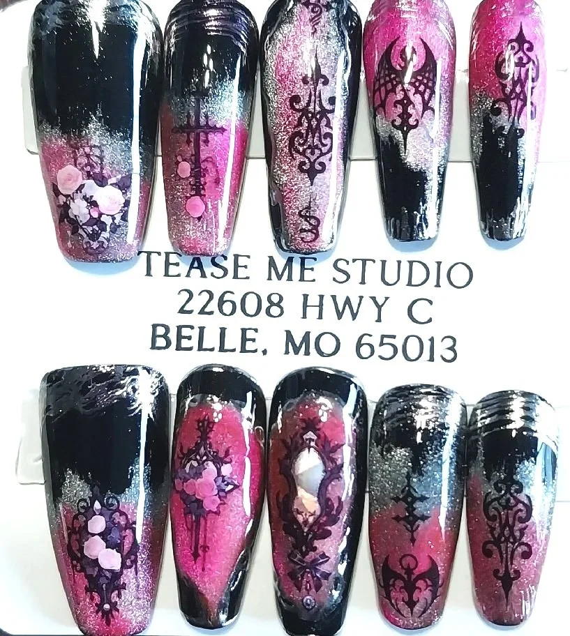 TMS-2055A  Pink Gothic Nails
