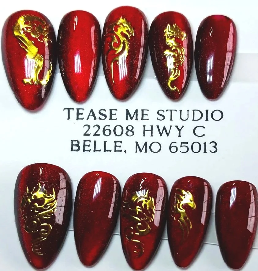 TMS-2251M  Blood Red Dragon Nails