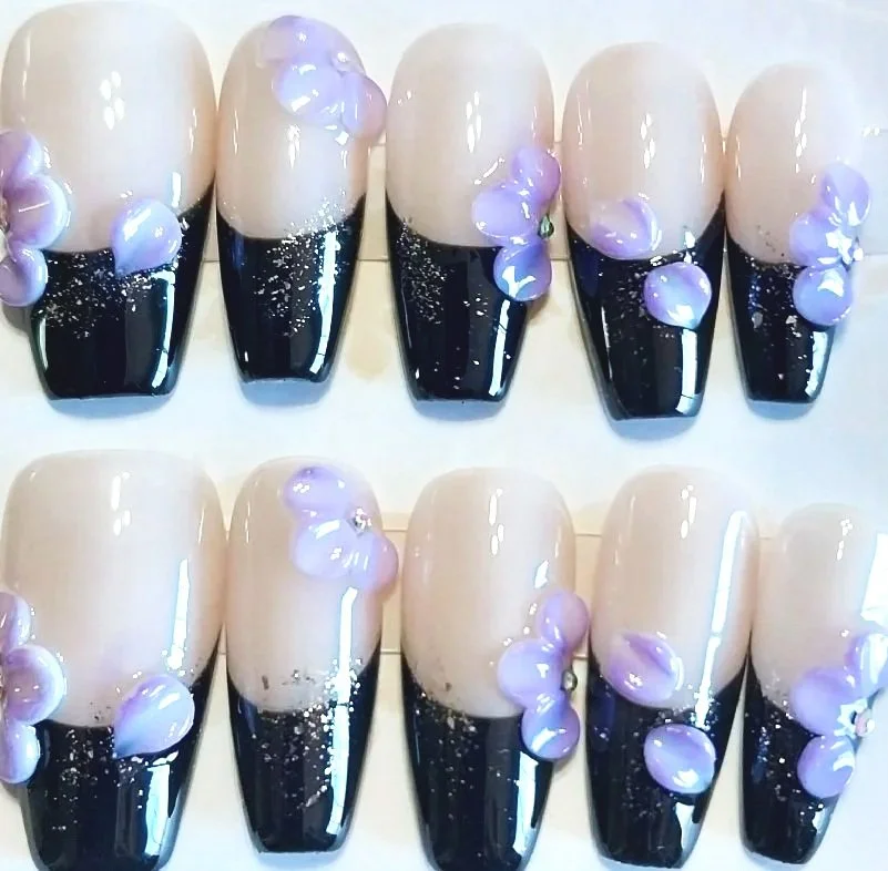 CC-718  Black and Purple Nail Set