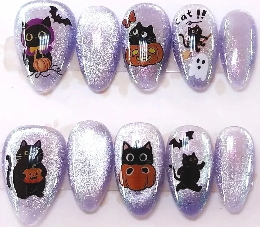 CC-658L  Classic Purple Cat Eye Nail Set