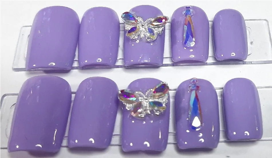 Purple Butterfly Nail Set