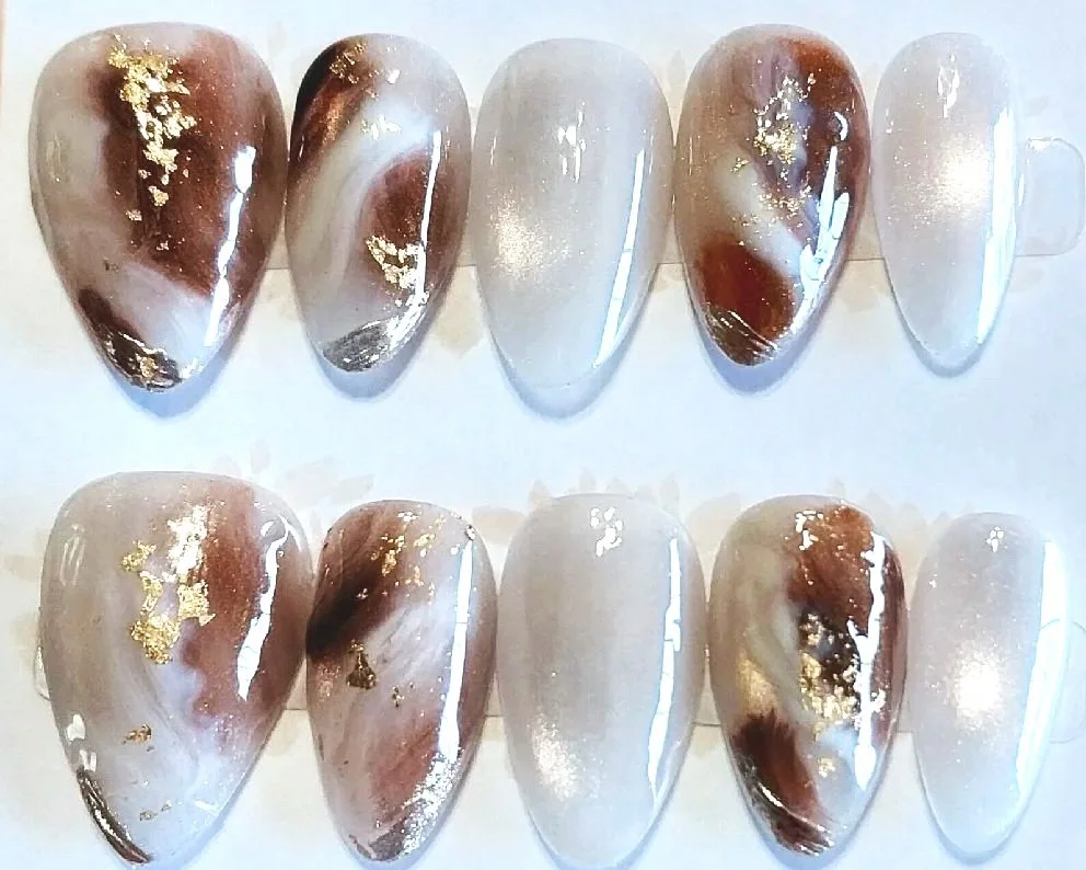 TMS-2222B  Chocolate Marble Nail Set