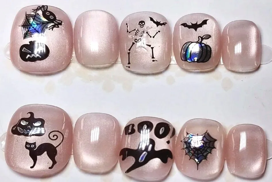 CC-947L  Halloween Cat Eye Press on Nails