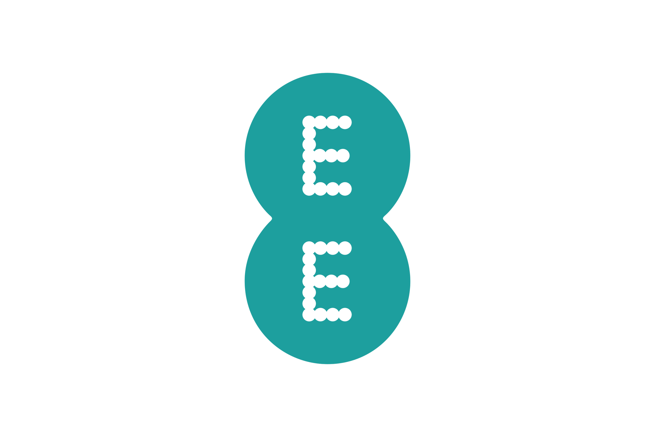 Two teal circles arranged vertically with the word 'FACE' written inside each circle in black dotted letters. The background is black.