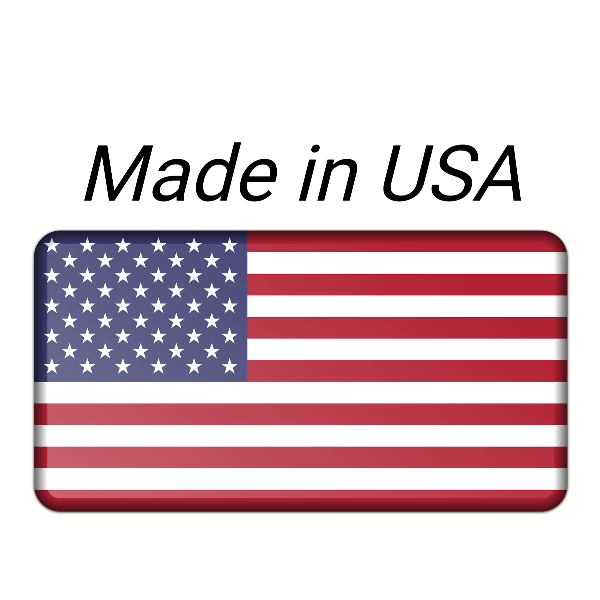 A label with the text 'Made in USA' above an American flag.