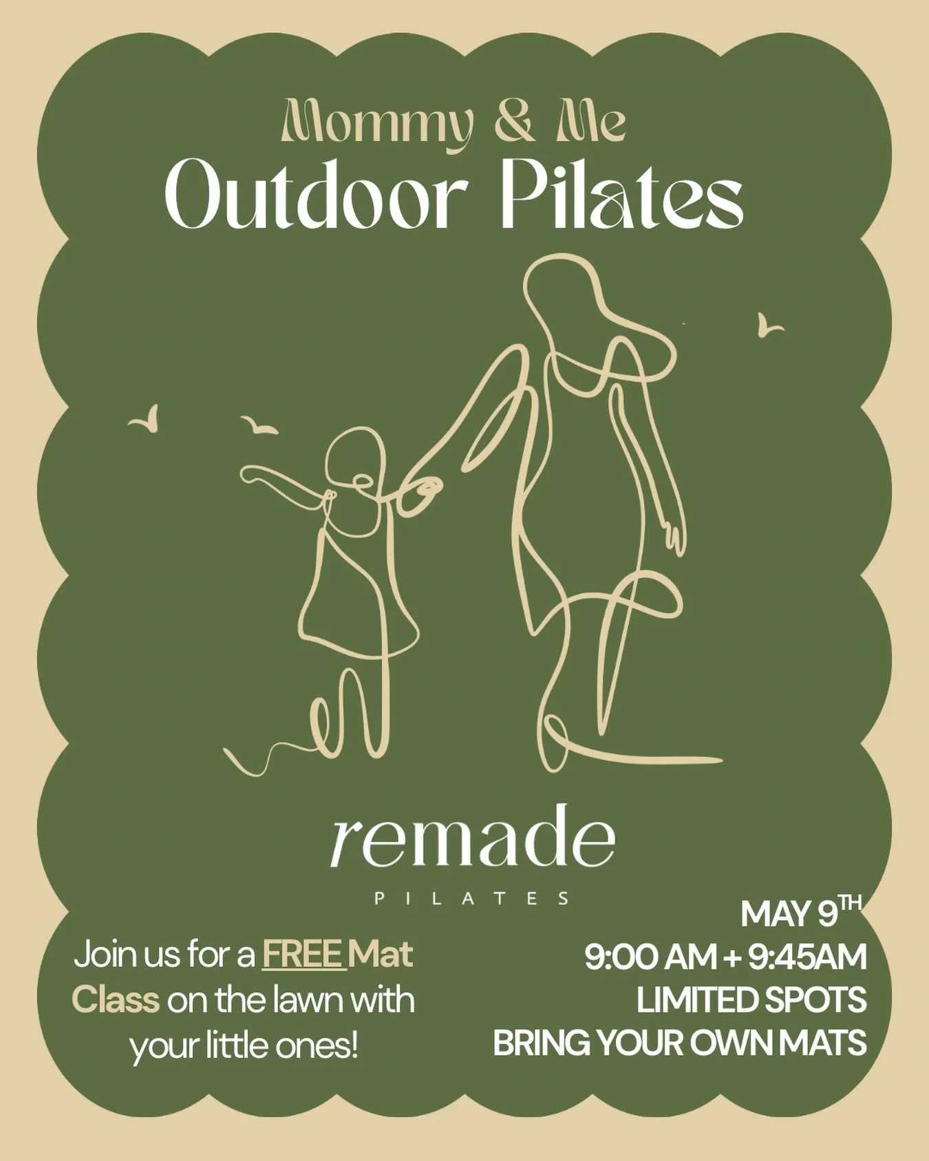 Celebrate Mother&rsquo;s Day with us 💐

Join our FREE Mommy &amp; Me Pilates class at the Uptown Carnes lawn! (Right next to our studio!) 

Mamas + littles of all ages are welcome&mdash;babies, toddlers, and beyond 🤍

Bring your own mat. Strollers 