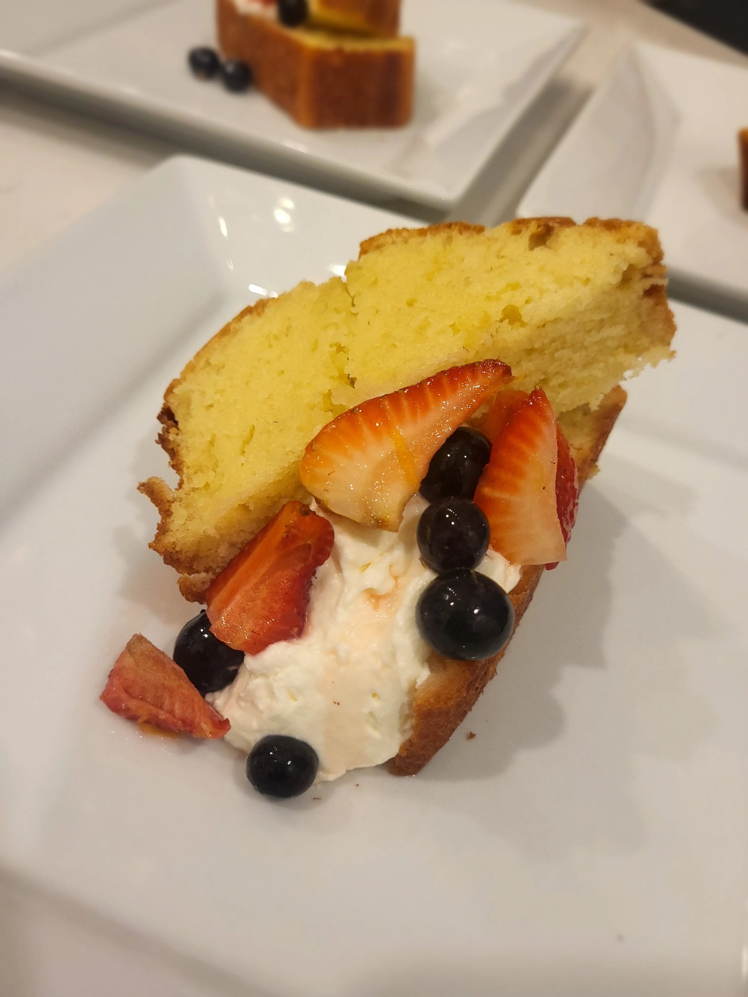 Thyme olive oil cake w/ chantilly cream & fresh fruits