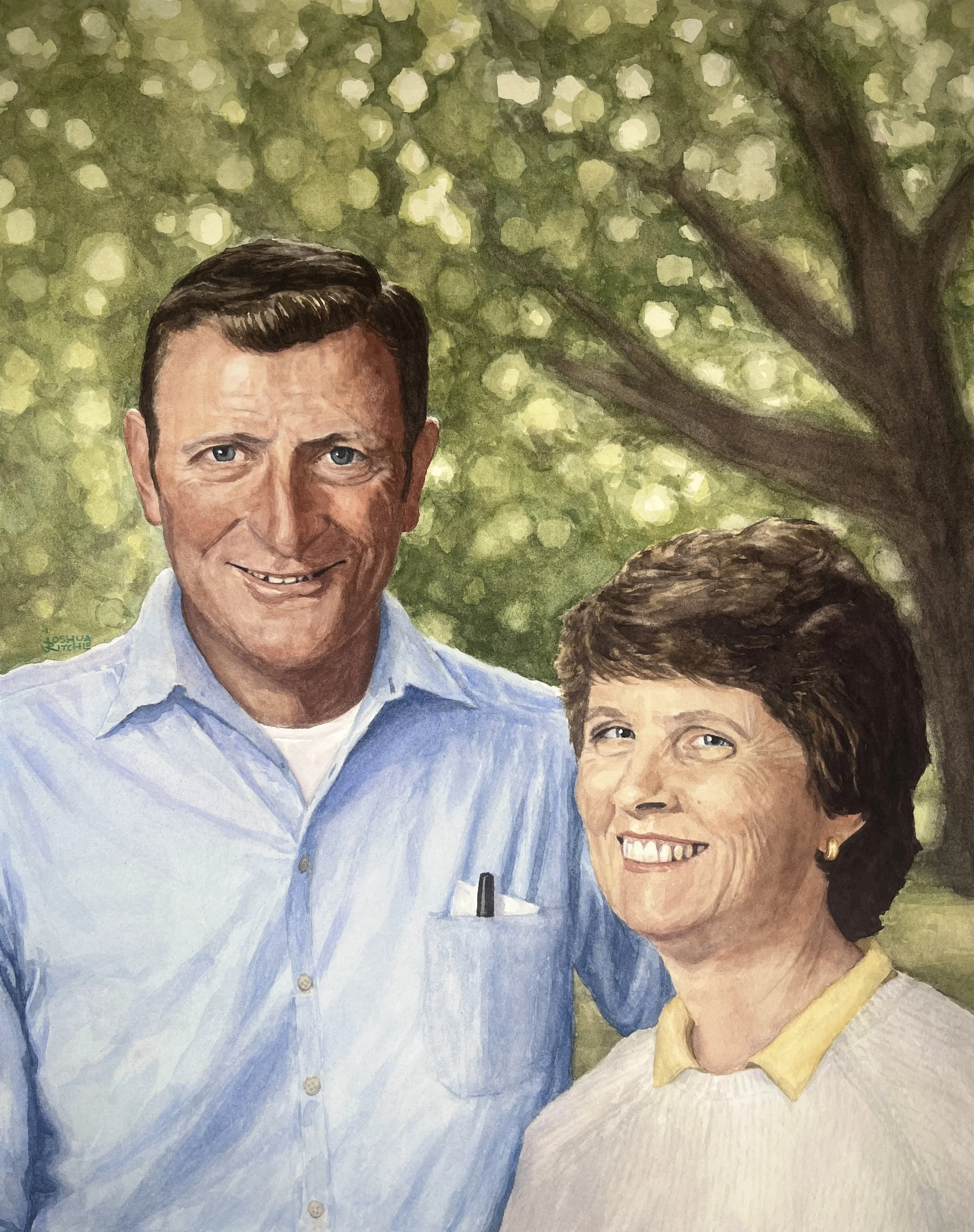 Elizabeth & Tom - A watercolor portrait of my maternal grandparents commissioned by my uncle, their son.
[Sold]