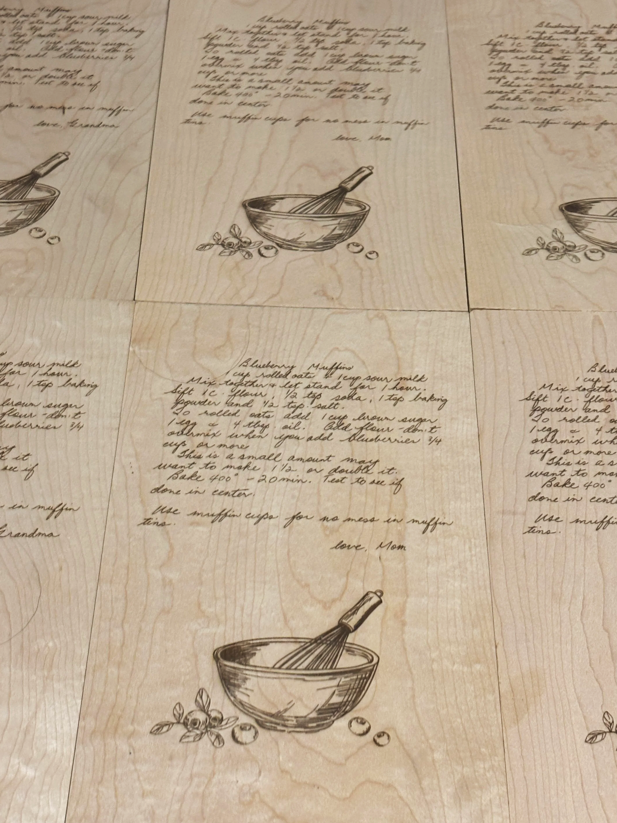 Grandma's Recipe Cutting Board
18" Engraved maple slab