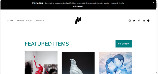 Art Gallery showcasing various pieces of work from artist all around the world.