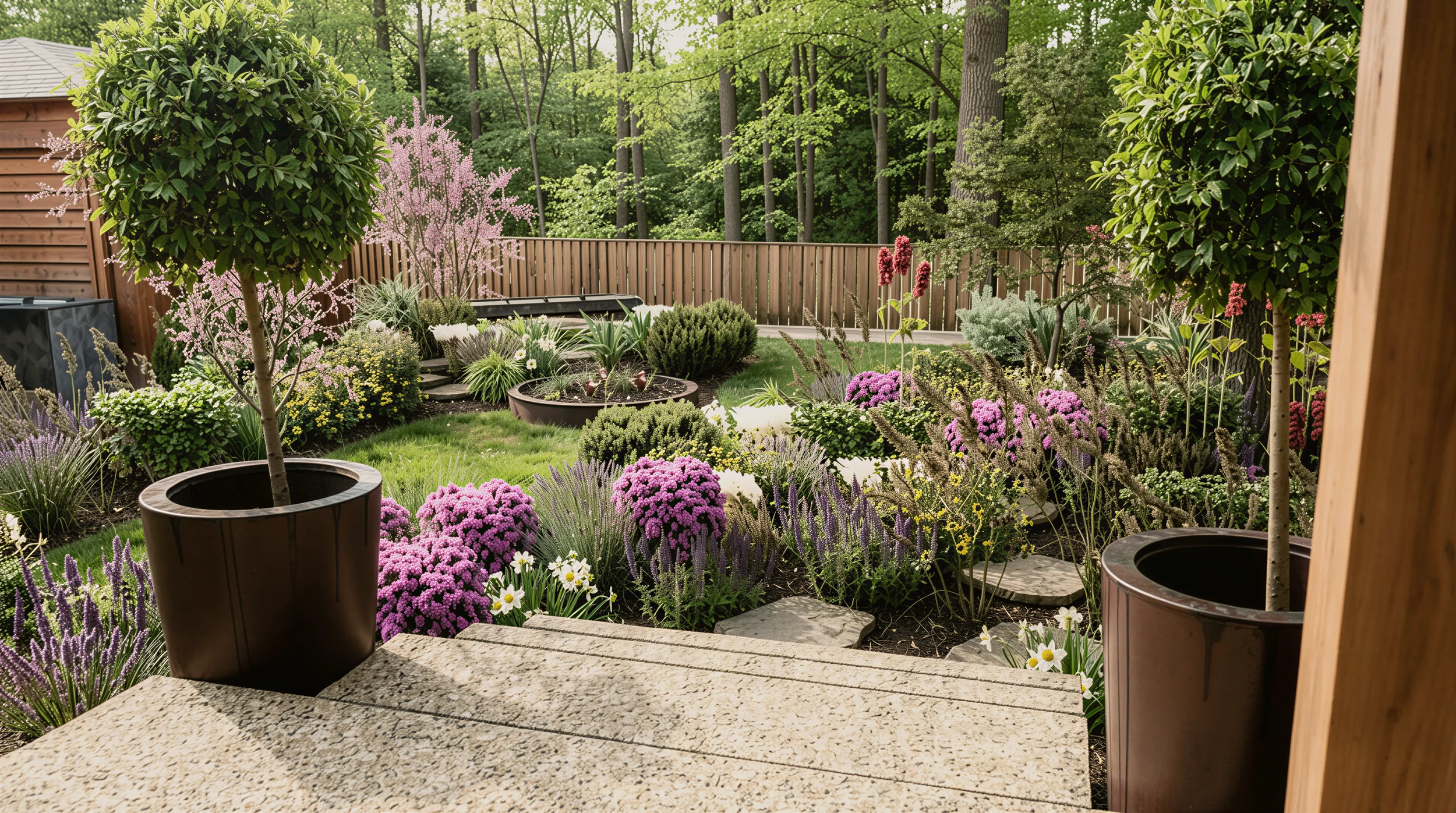 Residential woodland edge garden   |   Leeds    |   UK