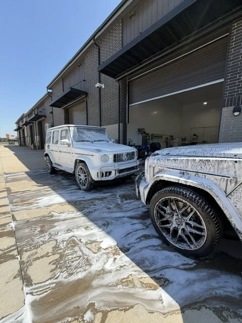 Two Mercedes-Benz G63 getting hand washed by our in house detailer. All cleaned for body kit install and upgrades. 