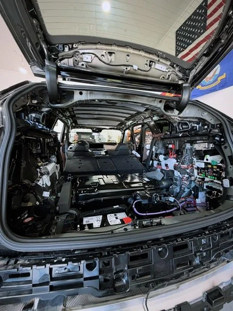X7M torn apart for headliner removal to perform retrofit of star lighting and ambient lighting. all work done by certified master mechanic. 