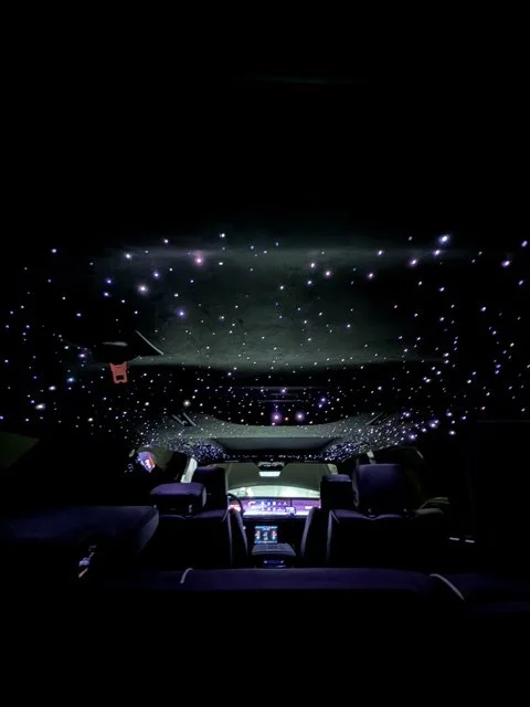 Starlight headliner installed on Cadillac Escalade. 