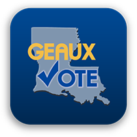 Icon of the state of Georgia with the text 'GEAUX VOTE' overlaid, indicating a voting or election campaign message in American English.
