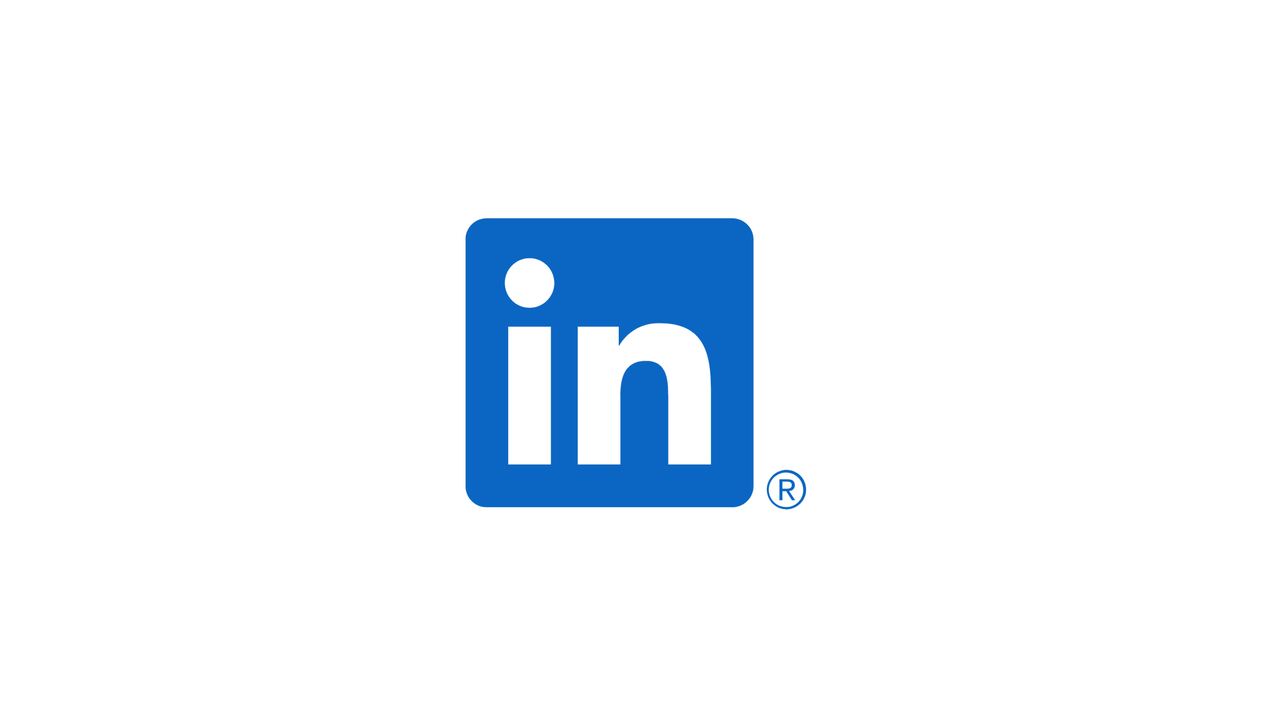 LinkedIn logo with black text and blue square background containing white lowercase 'in'
