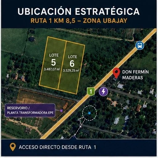 Gran oportunidad de terreno sobre ruta 1 en zona Ubajay