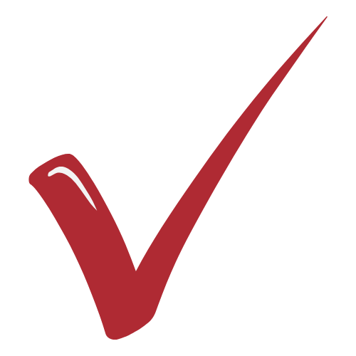 A red check mark inside a black circle.