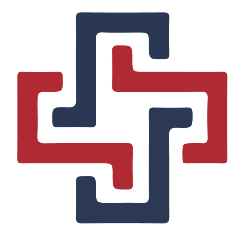 A logo consisting of interlocking plus signs in red and dark blue colors.