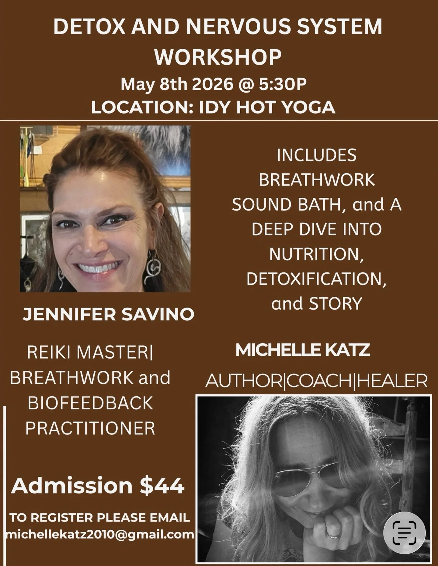 We&rsquo;ve rescheduled the detox and nervous system workshop for May 8th @ 5:30 

Same location - Idy Hot Yoga!

In this workshop we take a deep dive into detox, nutrition and story - and I&rsquo;ll give you my simple yet effective strategies so you
