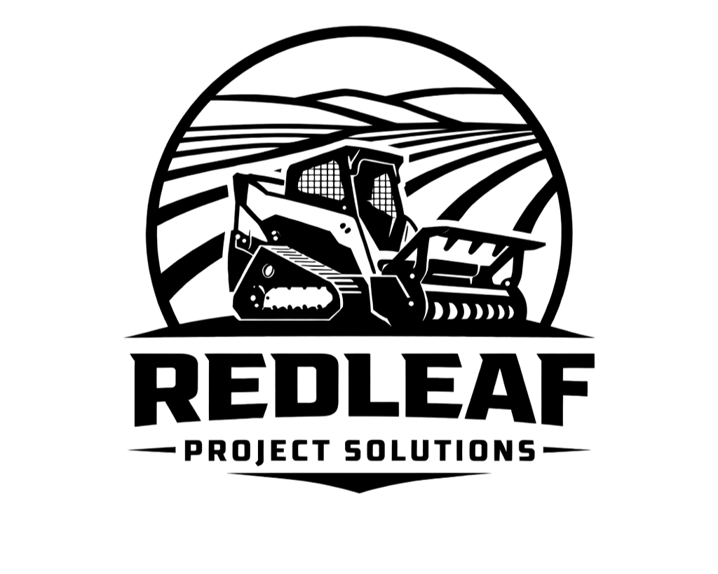 Line drawing of a tractor in a field with the text 'Redleaf Project Solutions' underneath.