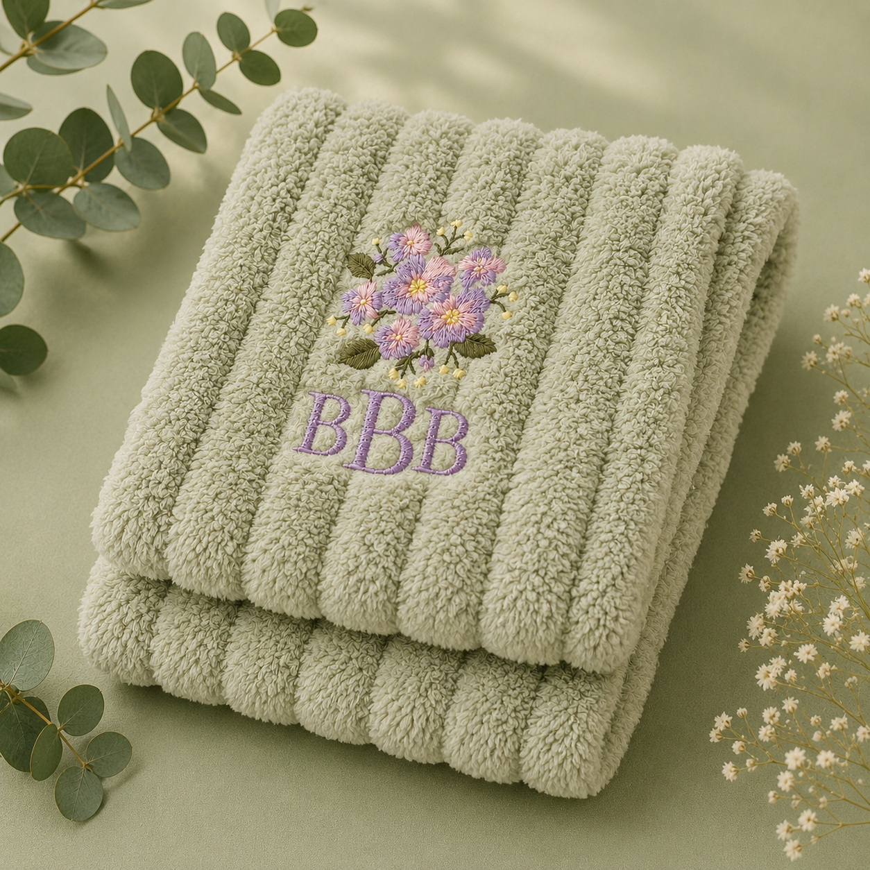 Paws & Petals Embroidered Blanket 🌸🐾
