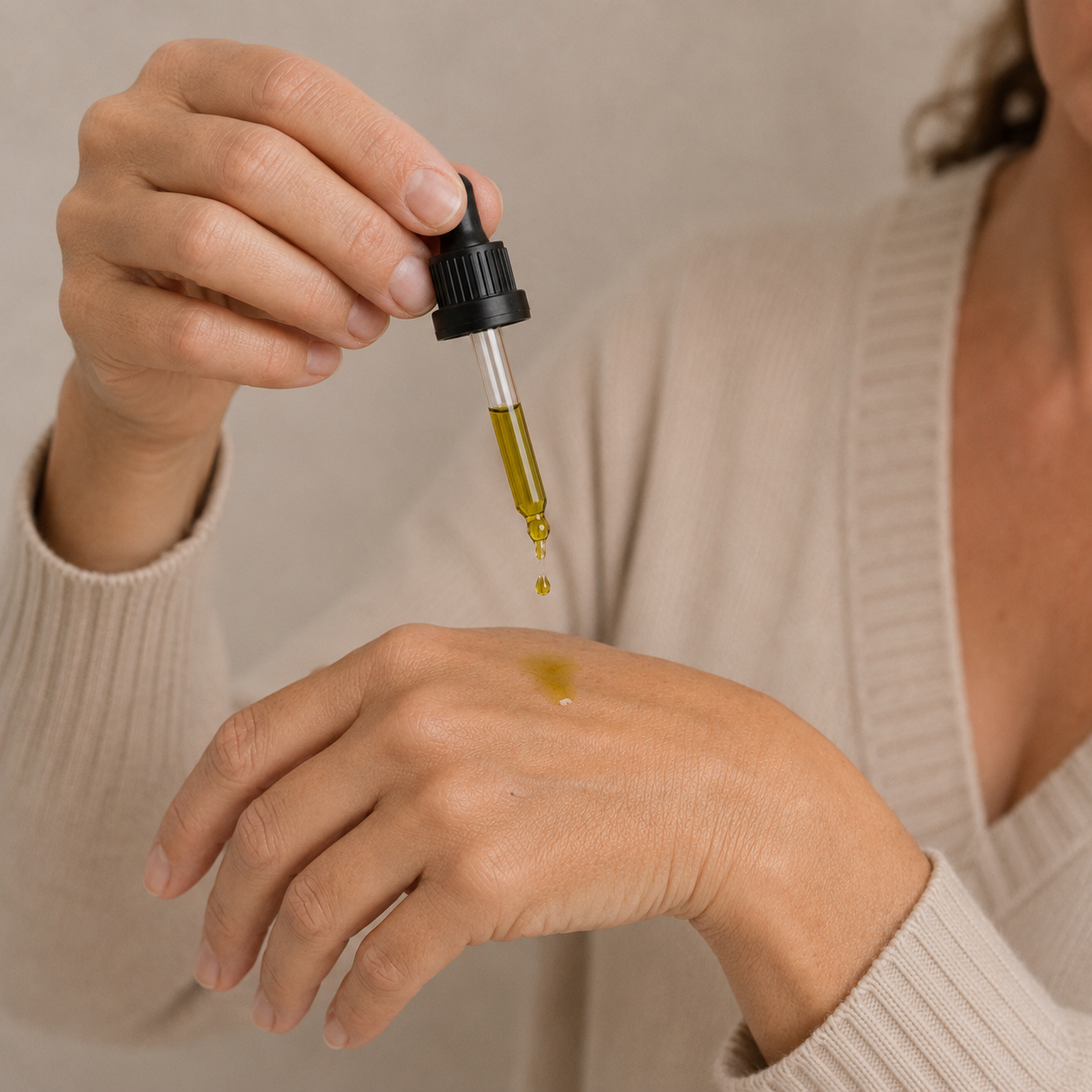 woman withgreen miracle beauty oil second version.png