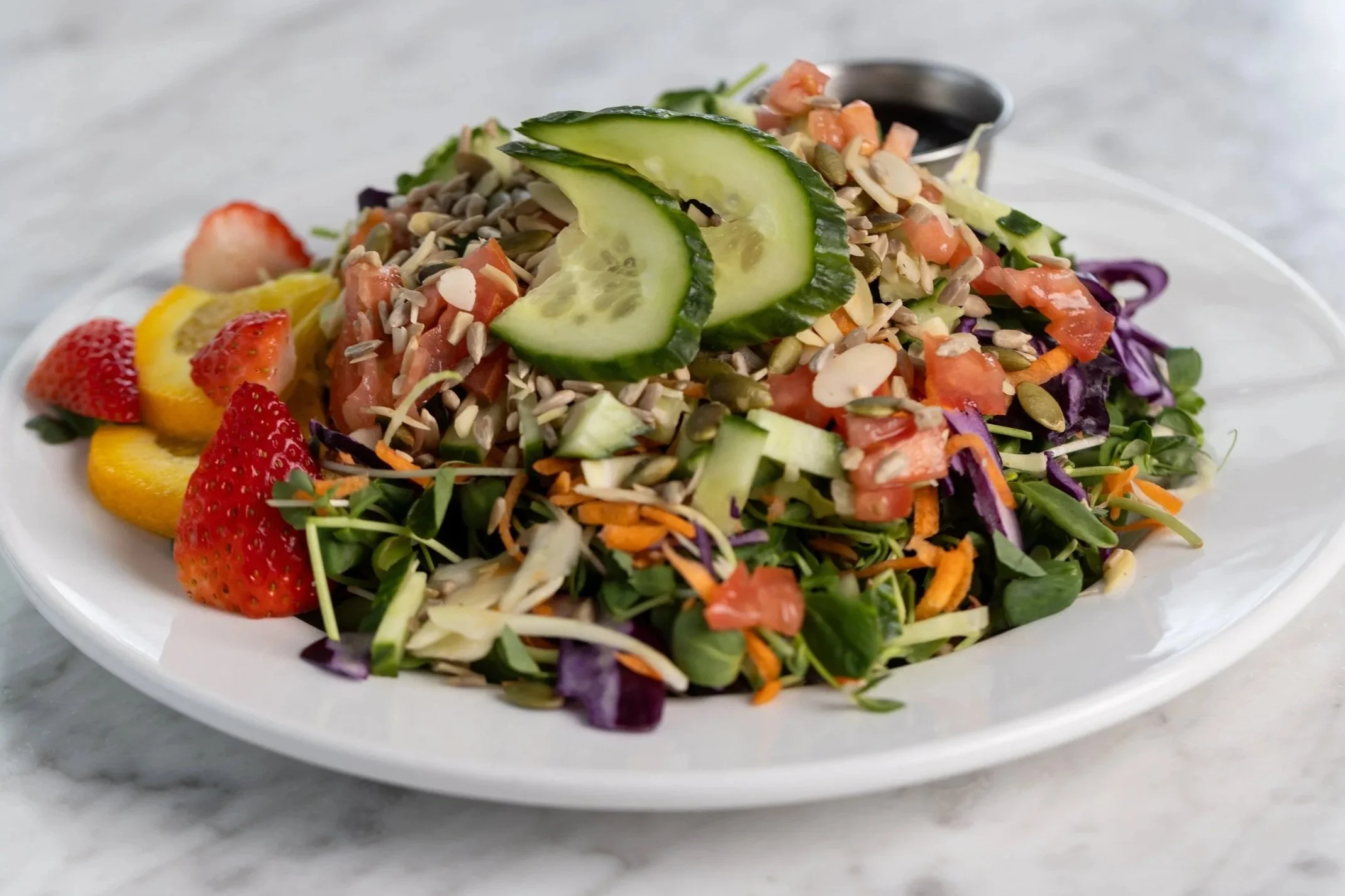 Roots and shoots salad At Fancy Pants Cafe in Bridgewater, Nova Scotia