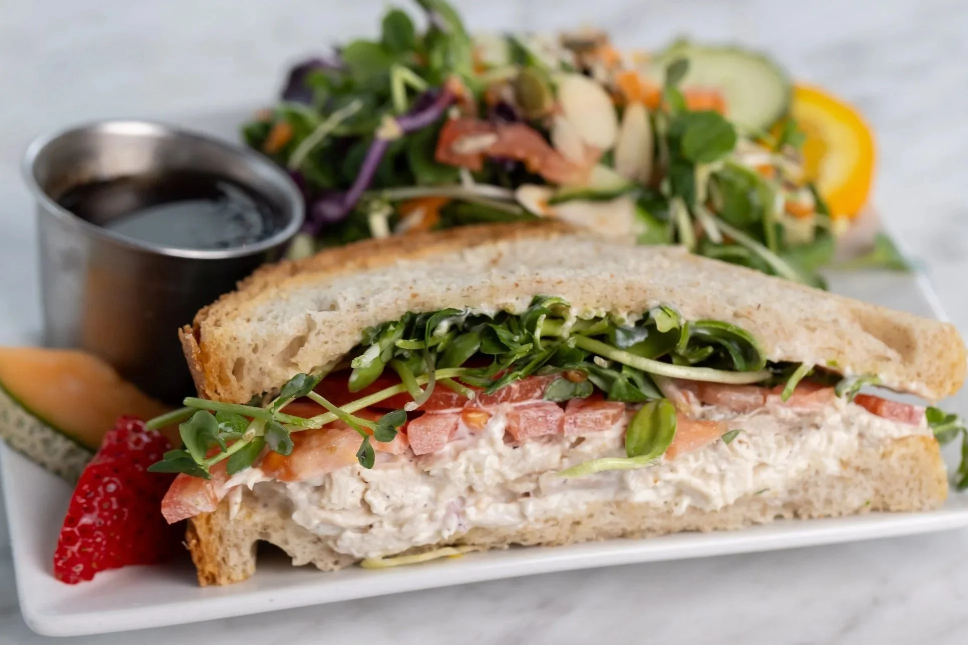 Chicken salad sandwich At Fancy Pants Cafe in Bridgewater, Nova Scotia