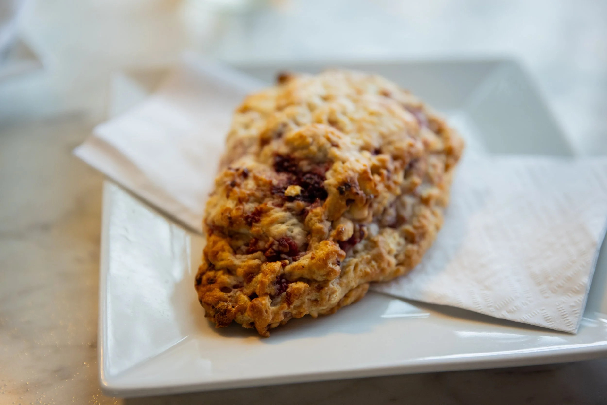 Fresh baked scone At Fancy Pants Cafe in Bridgewater, Nova Scotia