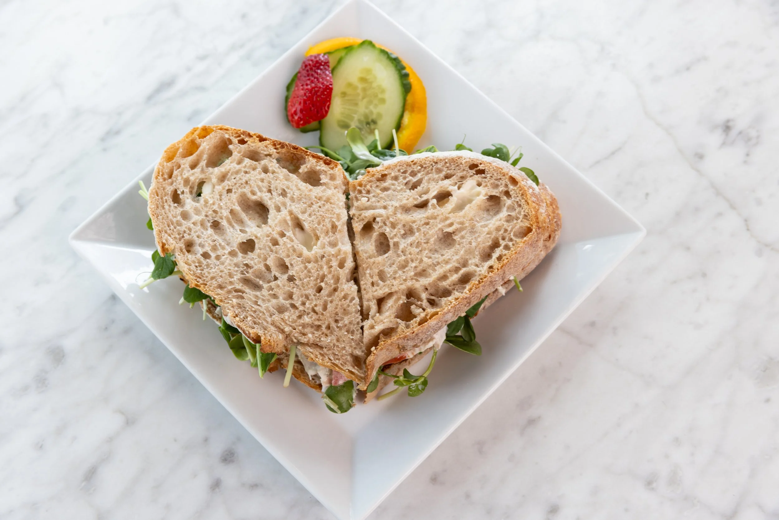 Sandwich in the shape of a heart At Fancy Pants Cafe in Bridgewater, Nova Scotia