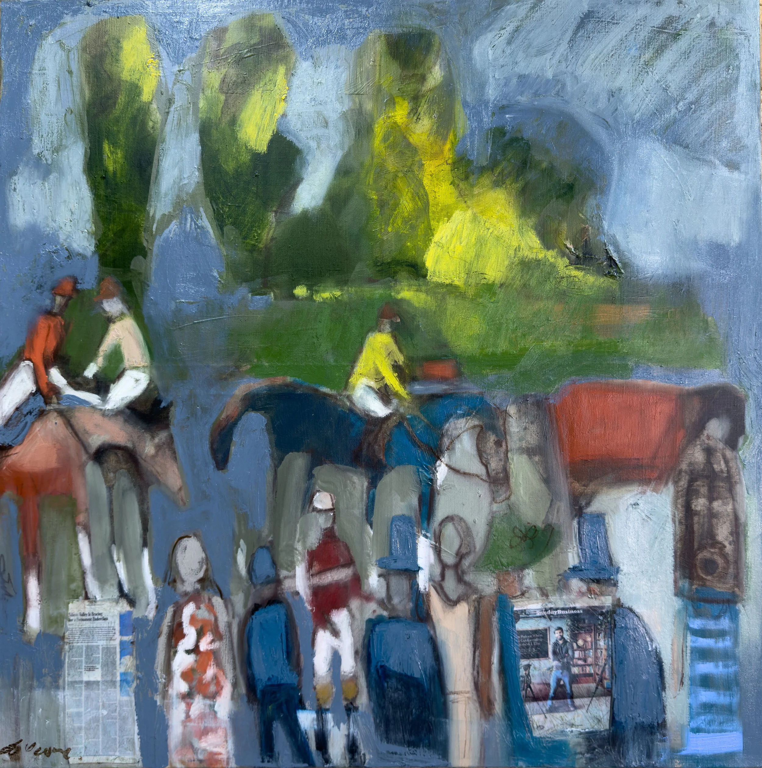 Horses with Mask June 3 x 3 ft oil on linen