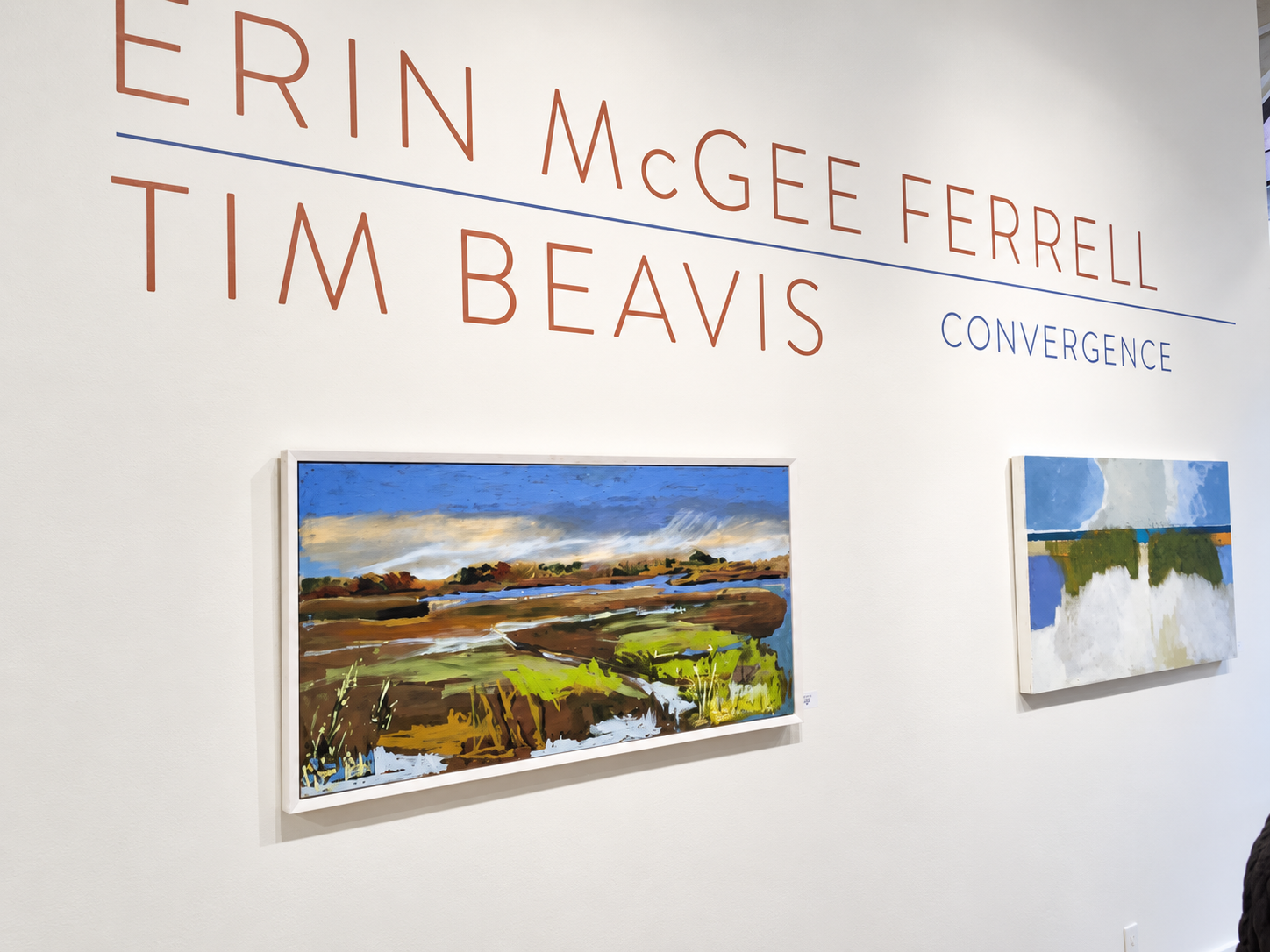 Convergence exhibition featuring Erin McGee Ferrell and Tim Beavis at Portland Art Gallery, Portland, Maine, May 4–28, 2017.