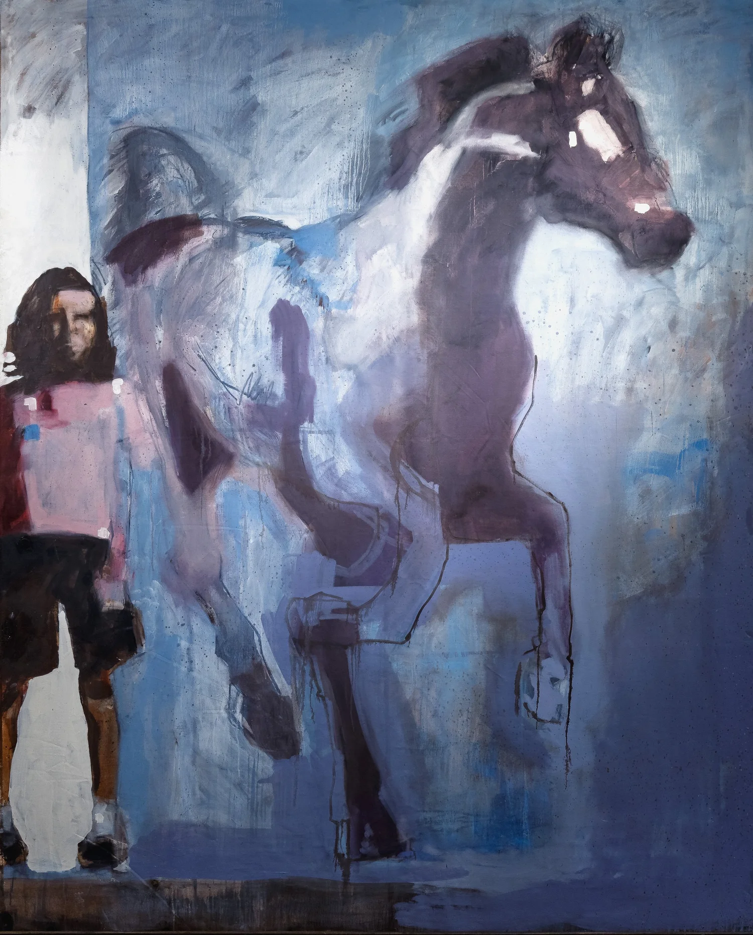 Girl and Horse, 2025, vertical oil painting by Erin McGee Ferrell