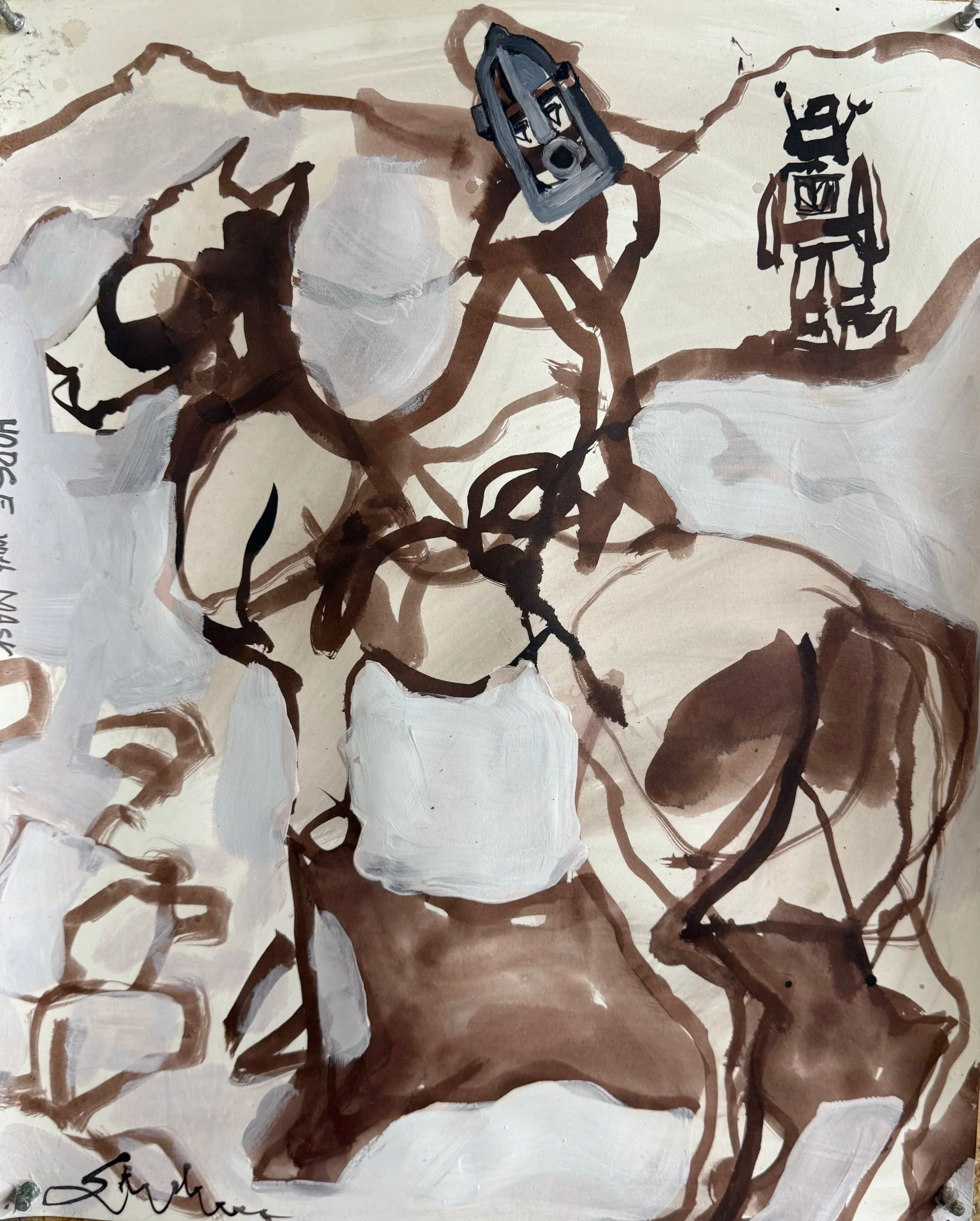 Horse, Rider, and Robot Grey, 2026
Watercolor and wax
11 × 14 in (27.9 × 35.6 cm)