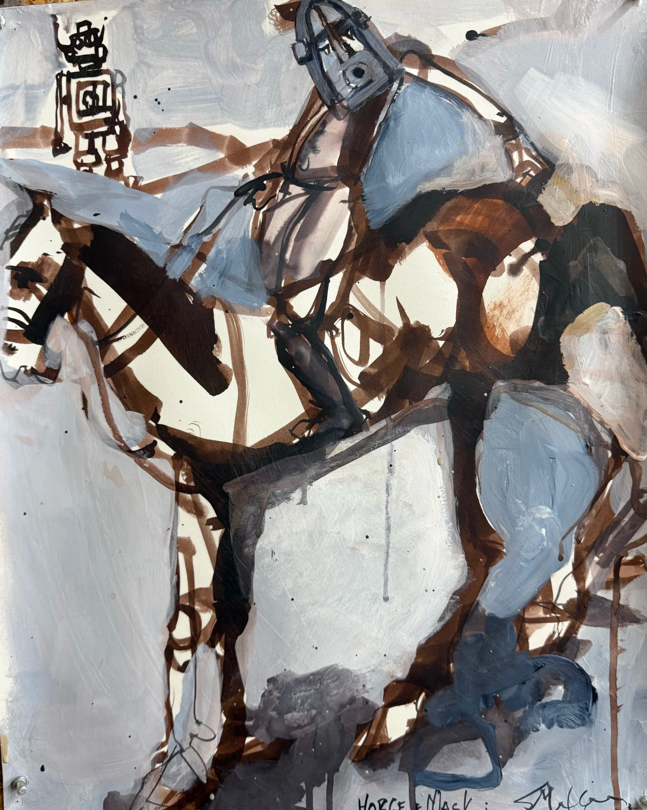 Horse, Rider, and Robot Invasion Again, 2026
Watercolor and wax
18 × 24 in (45.7 × 61 cm)