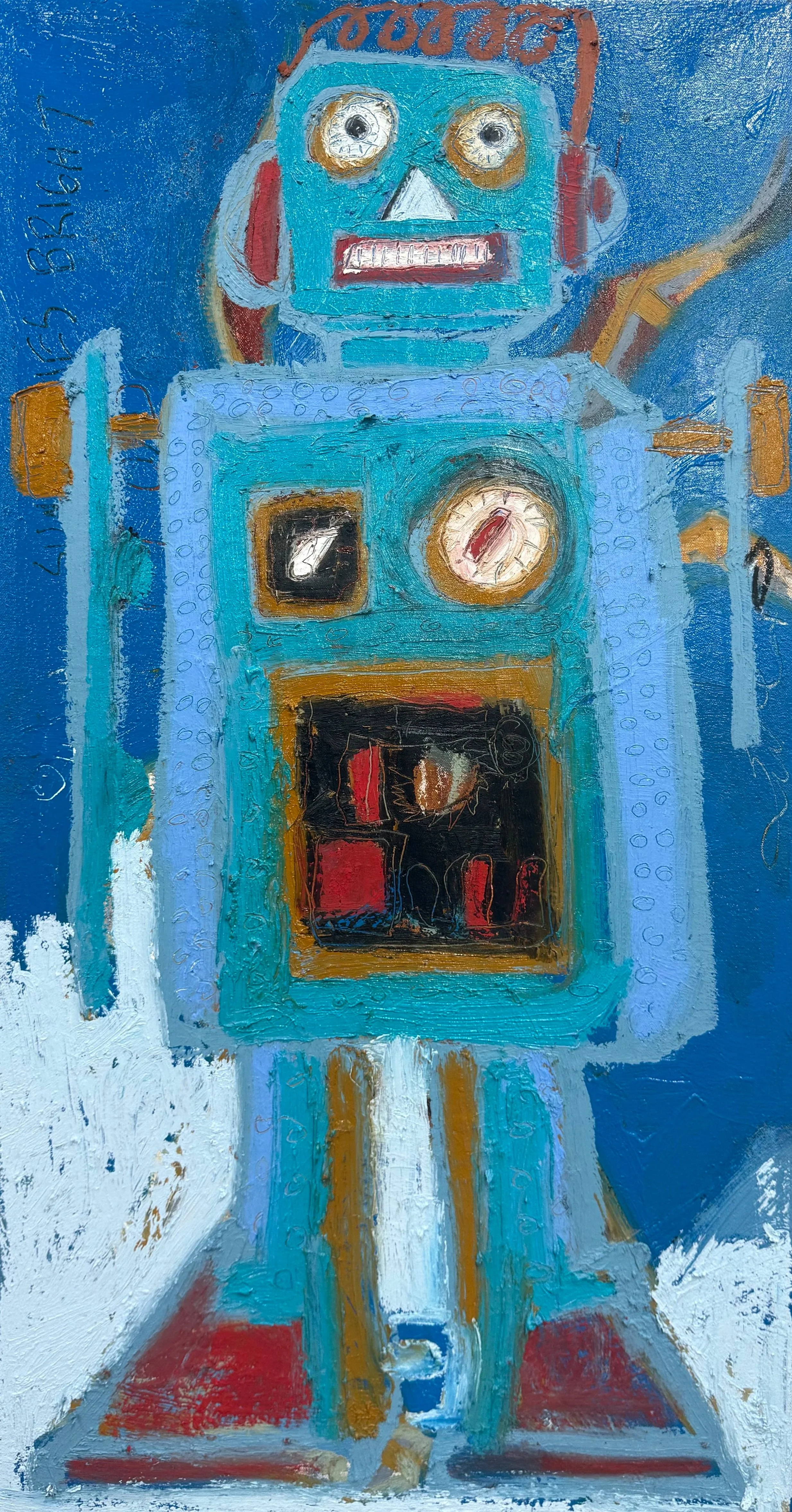 Friendly robot 18 x 36 inches oil on linen 2026