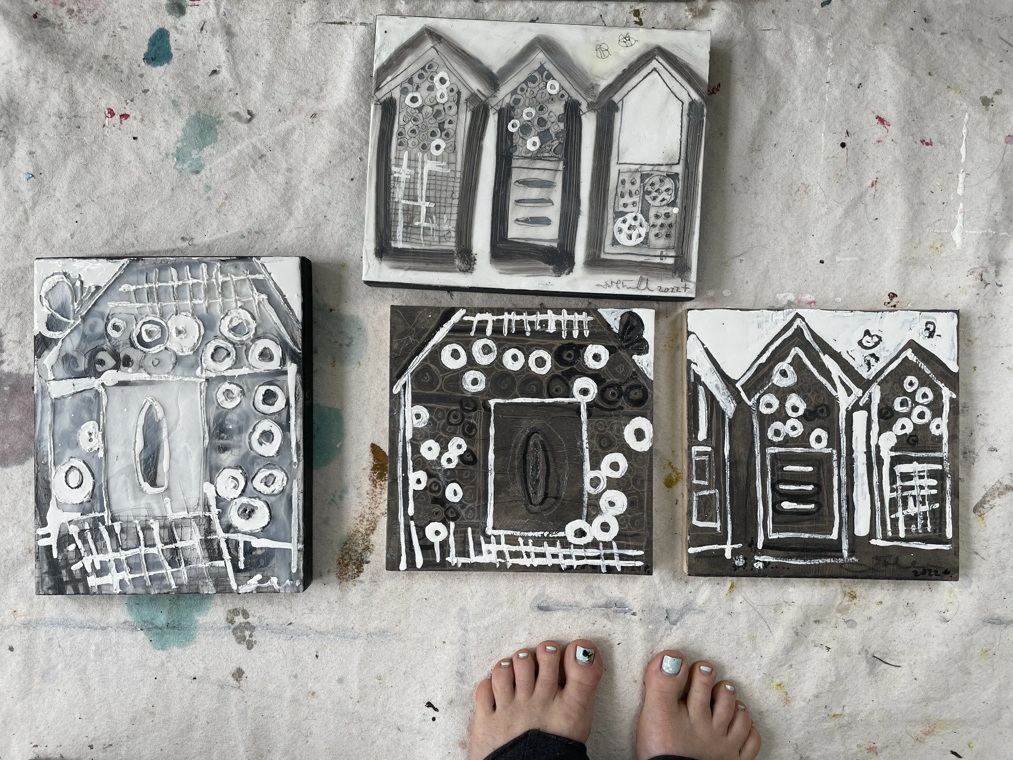 Studio view · Studies arranged in the studio