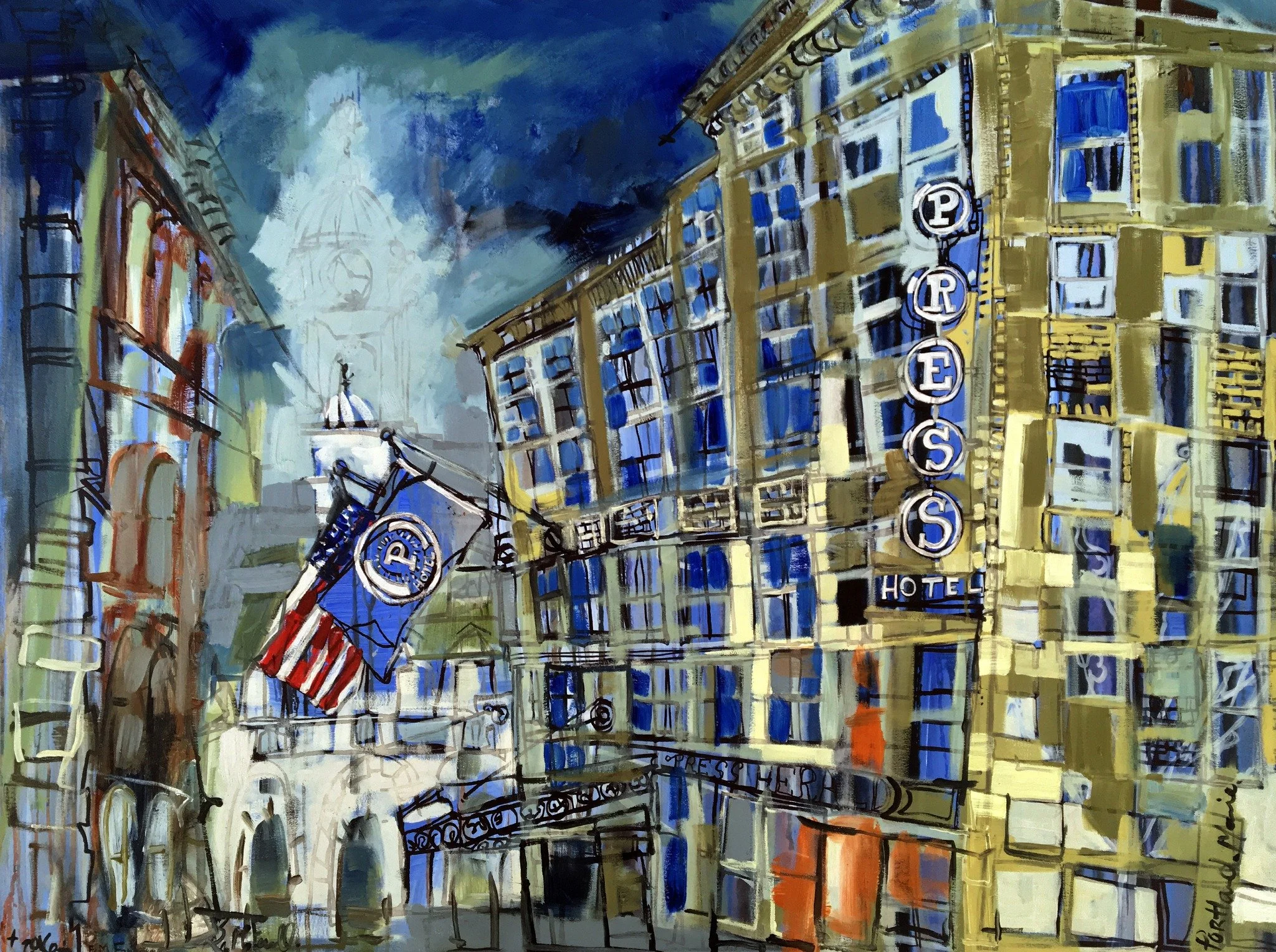 Painting by Erin McGee Ferrell at the Press Hotel, Portland, Maine