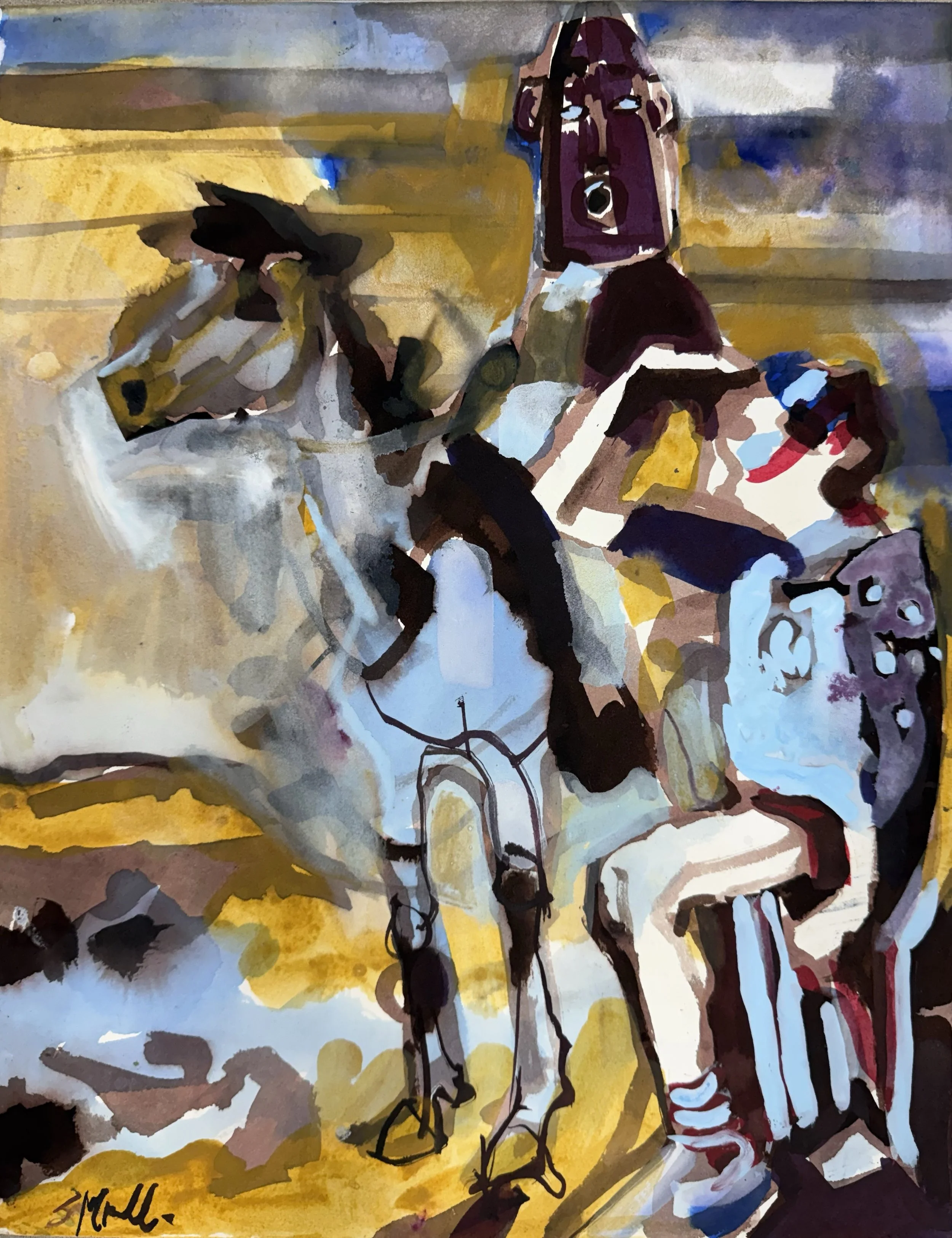 Robot watcher, 2026
Watercolor and wax on stretched watercolor
12 × 16 in (30.5 × 40.6 cm)