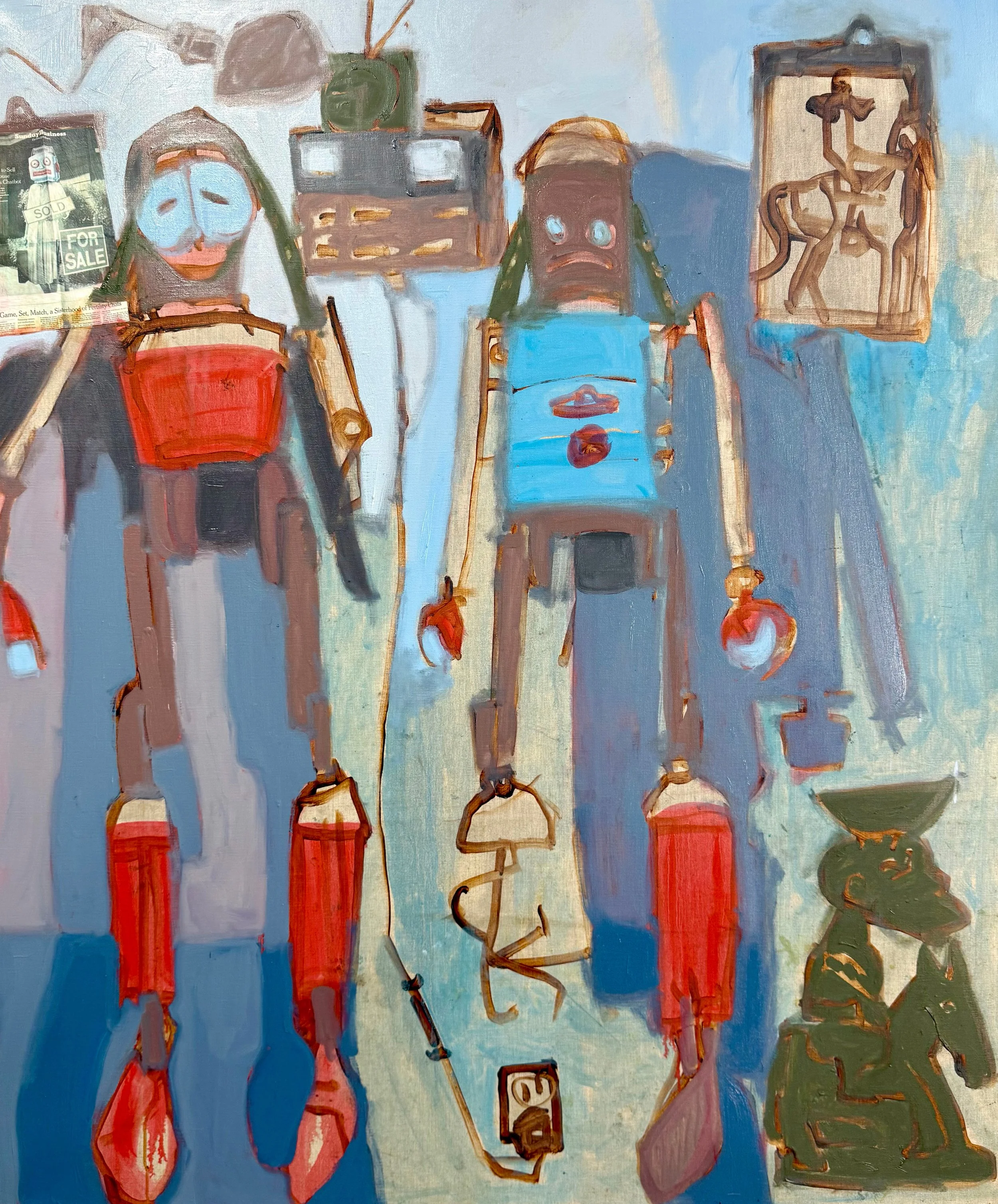 Fraley's Bots and Horse  50 x 60 in mixed media on linen 