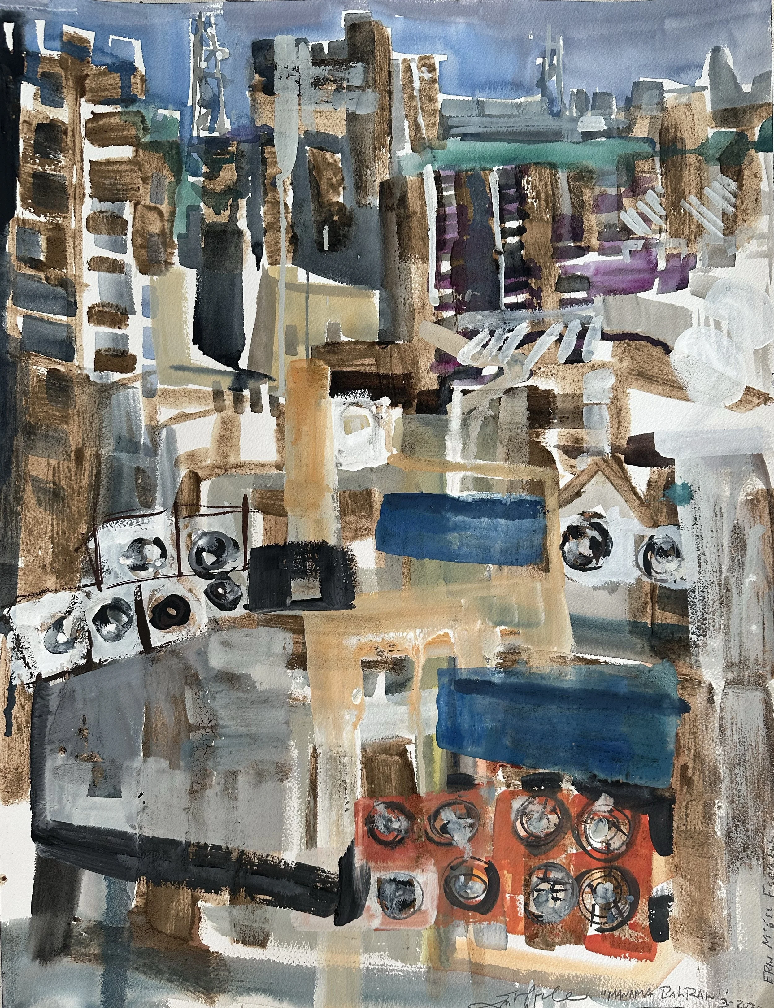 Manama City View
Watercolor on Arches watercolor paper
18 × 24 inches