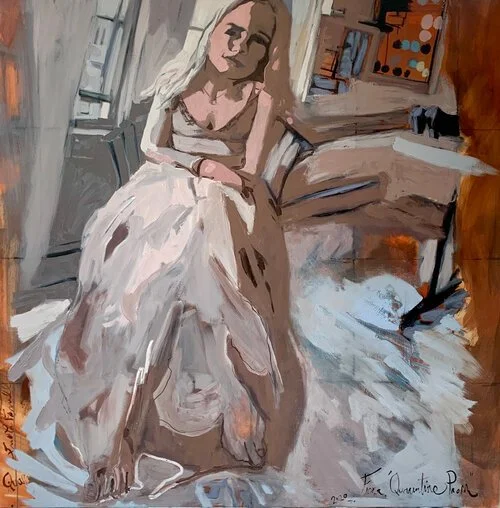 Quarantine Prom, 2019
Oil on canvas
6 × 6 in (15.2 × 15.2 cm)
Vivian Sawyer collection