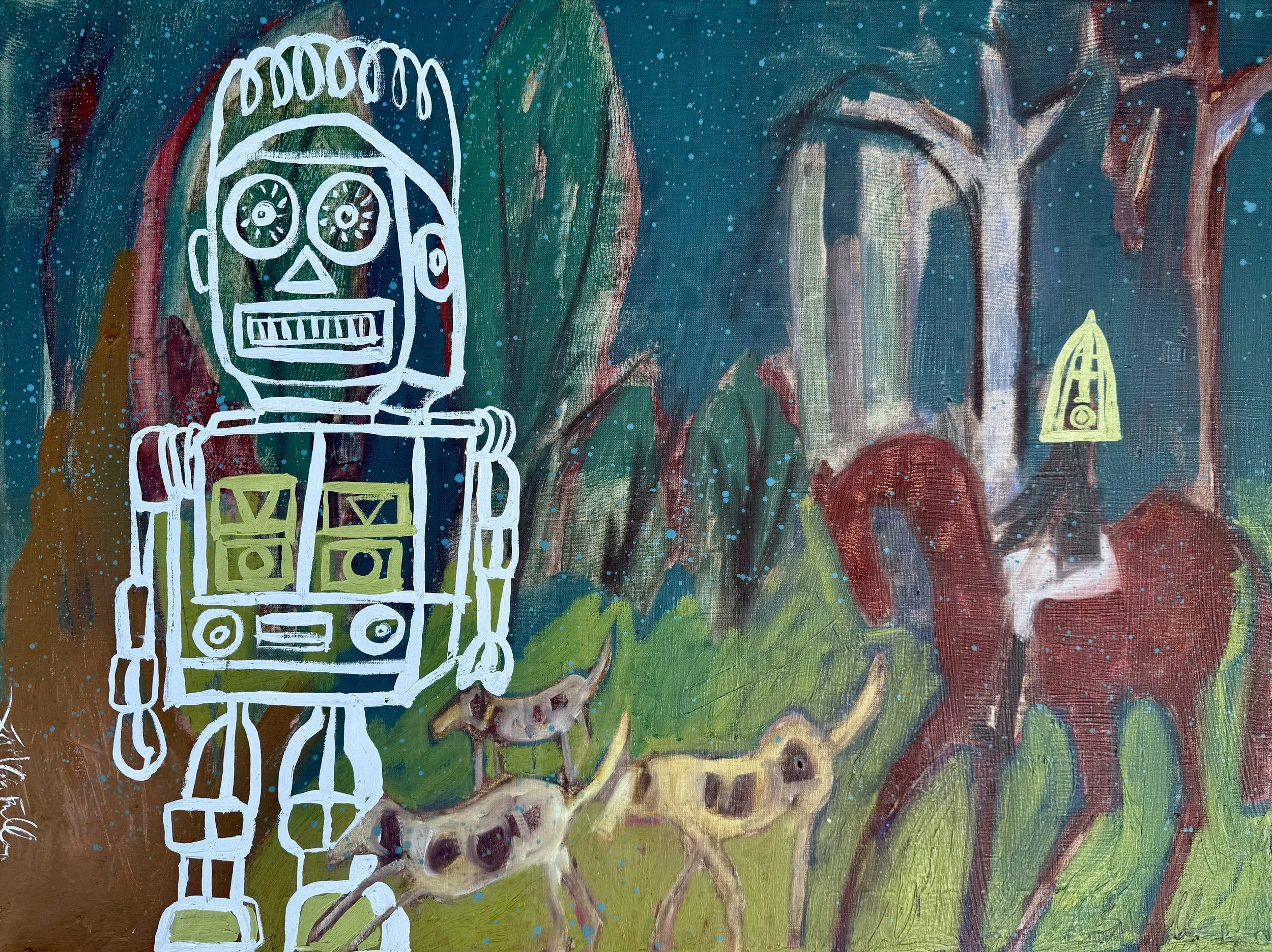 Robot and Horse 30 x 40 in oil on linen