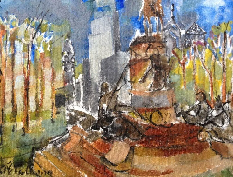Erin McGee Ferrell, Philadelphia Skyline. Oil painting, published in the artist’s archive in April 2013.