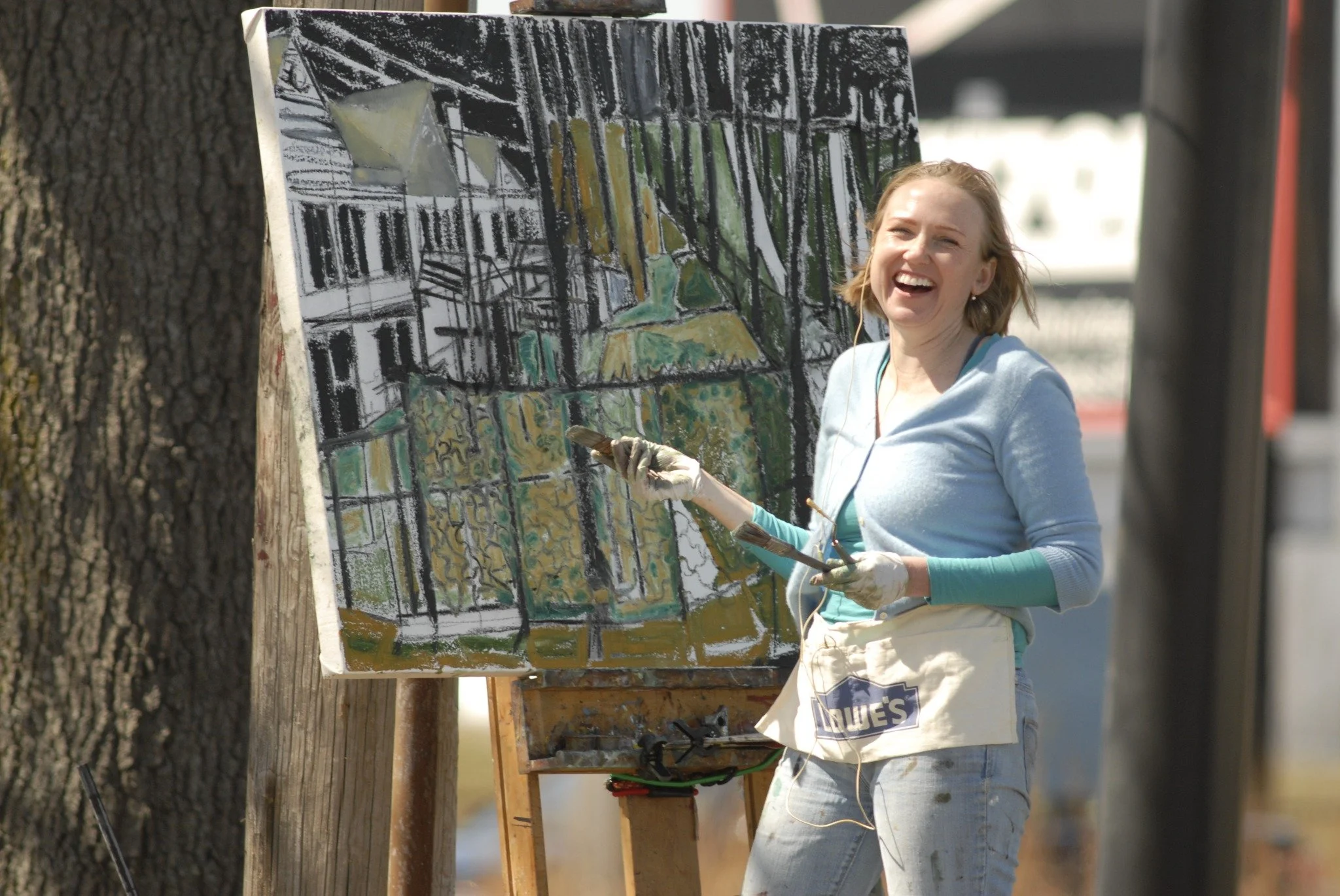 Erin McGee Ferrell at her outdoor easel.