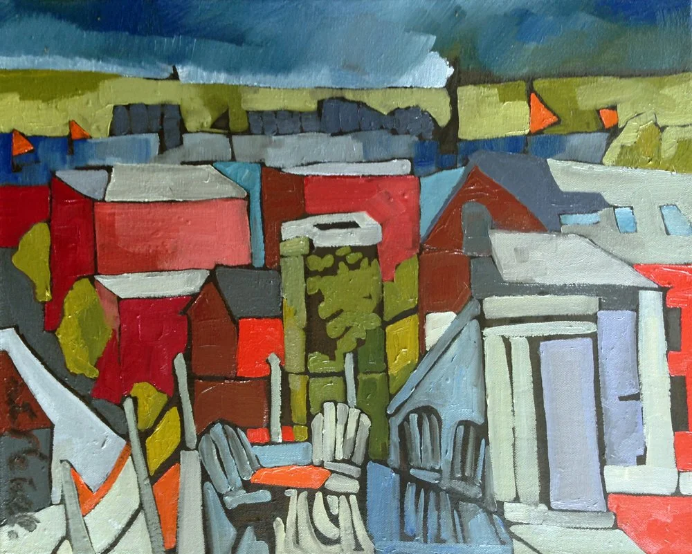 Rooftops and architecture — painting by Erin McGee Ferrell.