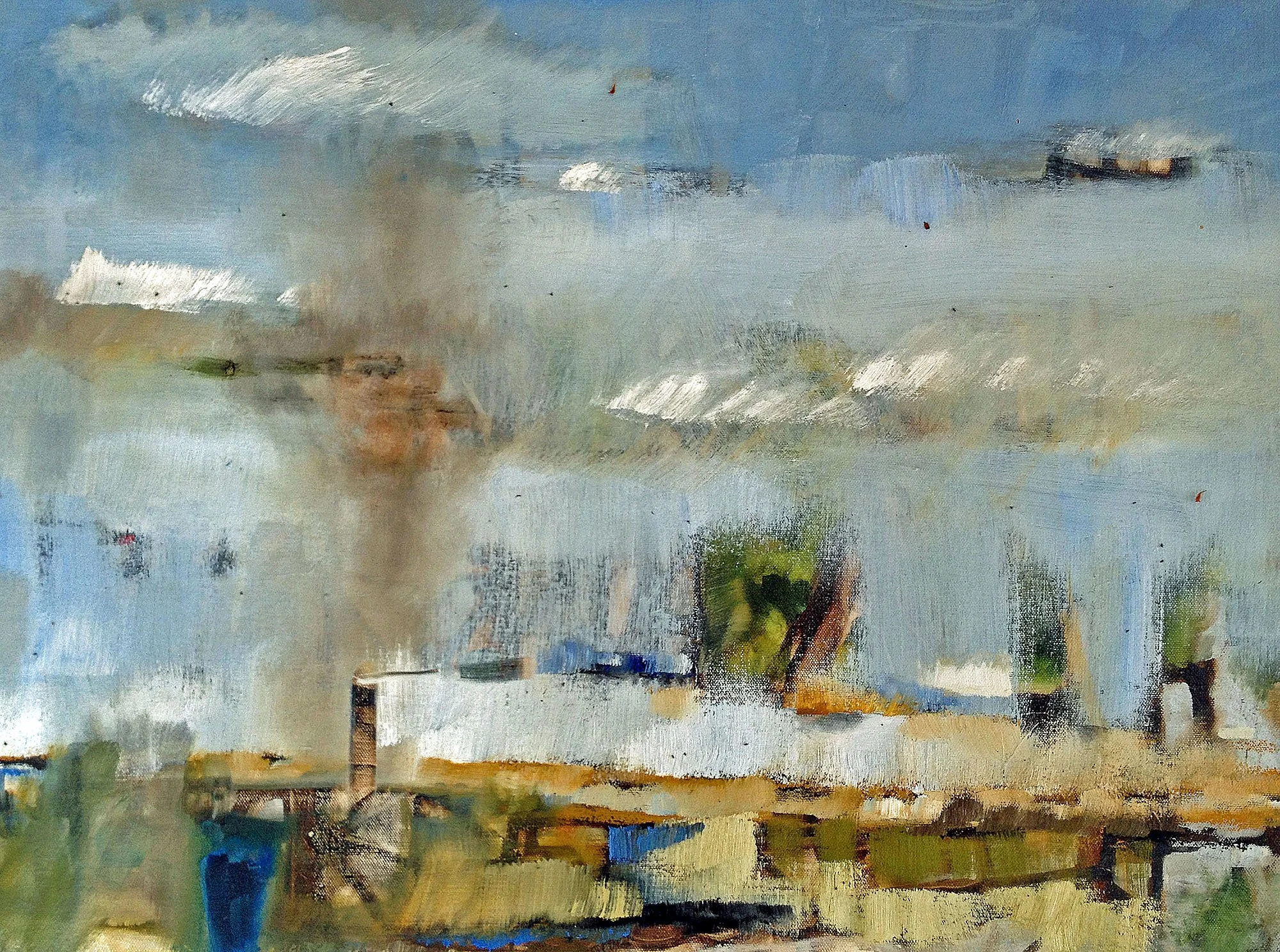 Salt marsh in pale blue and green — Maine painting by Erin McGee Ferrell.