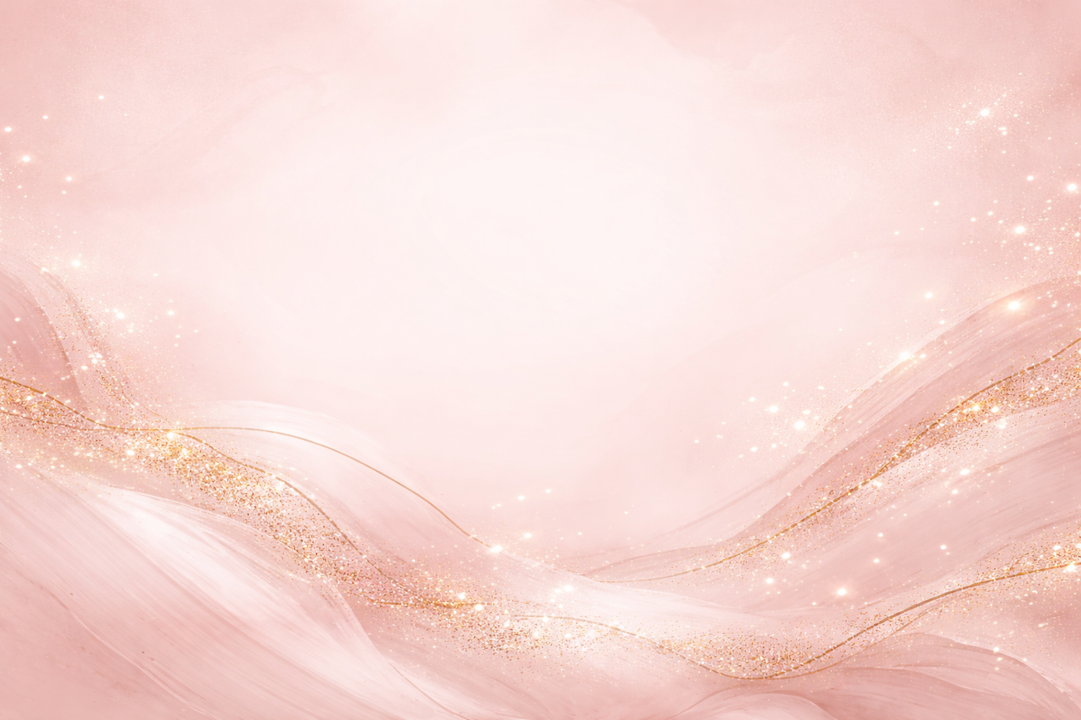 Pink abstract background with glittery gold accents and flowing wave-like patterns.